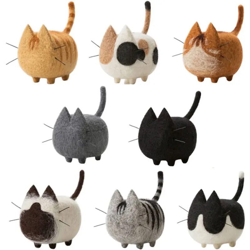 

1 Set Non-finished Cats Felting Poke DIY Felt for Needles No Face Cats Material Package Wool Felt Poked Doll Free Shipping