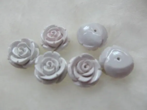 

high quality 16mm 100pcs turquoise bead rose florial petal carved cream white jewelry ring ----half drilled