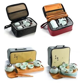 

Outdoor Travel Tea Set Portable Chinese Kung Fu Tea Mug Beautiful and Easy Teapot Kettle Ceramic Gaiwan