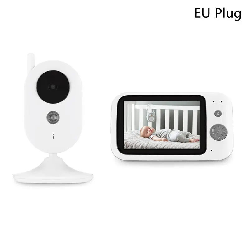 Loozykit 3,5 дюймов беспроводной видео Детский Монитор разрешение цифровой Мониторинг сна 2Way Talk ночное видение датчик температуры - Цвет: EU Plug