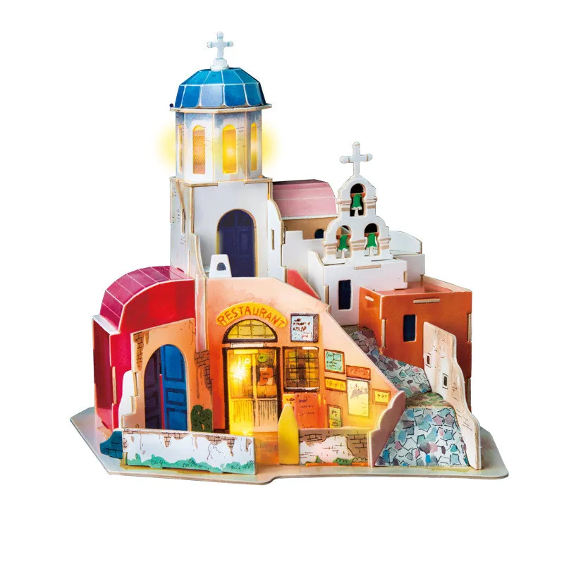 

Handmade Creative Jigsaw Puzzle Fairy Tale Town Dollhouse Children Assembly Model Toys Adult Decoration Collection House