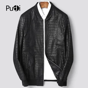 

PUDI MT833 2018 Men new fashion real sheep leather jackets with collar fall winter casual outwear