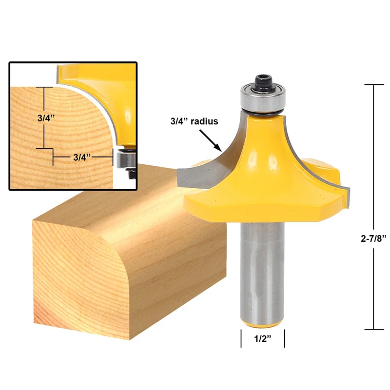 

1pcs Round Over Edging Router Bit - 3/4" Radius - 1/2" Shank