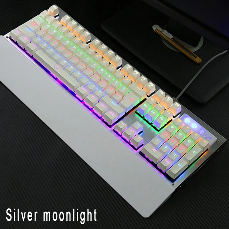 

1pc Mechanical Keyboard 104 Keys Switch Gaming Keyboards For Tablet Desktop RGB Blue Switch LED Backlit Anti-Ghosting For Game