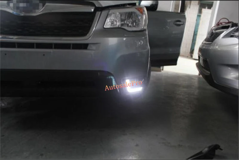 chrome black fromt Fog light Daytime Running Light DRL LED Day white For Subaru Forester 2013 -2014 | Автомобили и мотоциклы