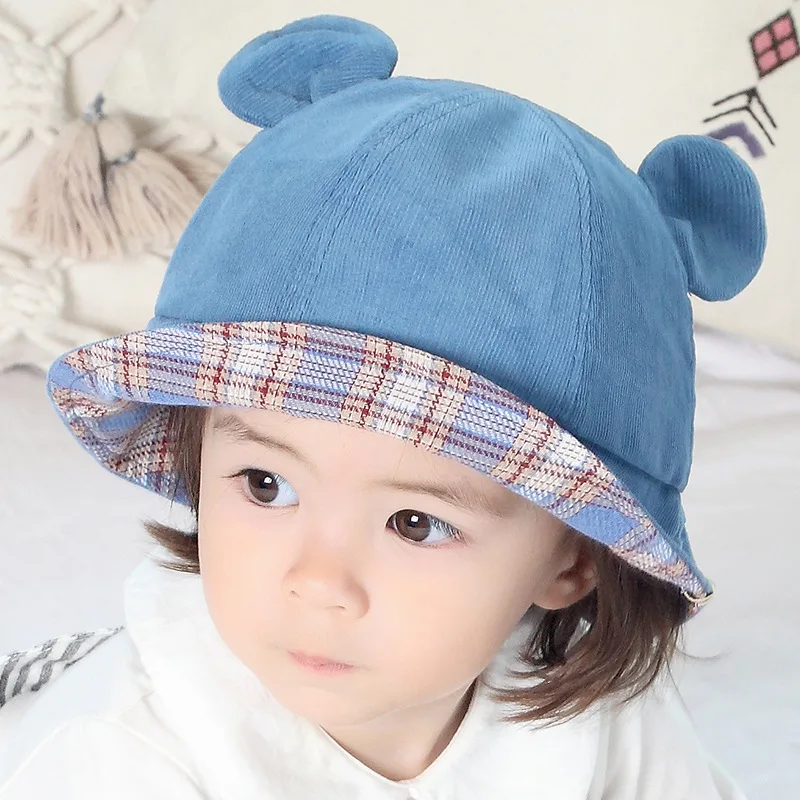 Fashion Baby Bucket Hat For Girls Cute Bear Ears Hat Toddler Kids Hat Caps Cotton Boys Girls Sun Cap Autumn Baby Girls Clothing (27)