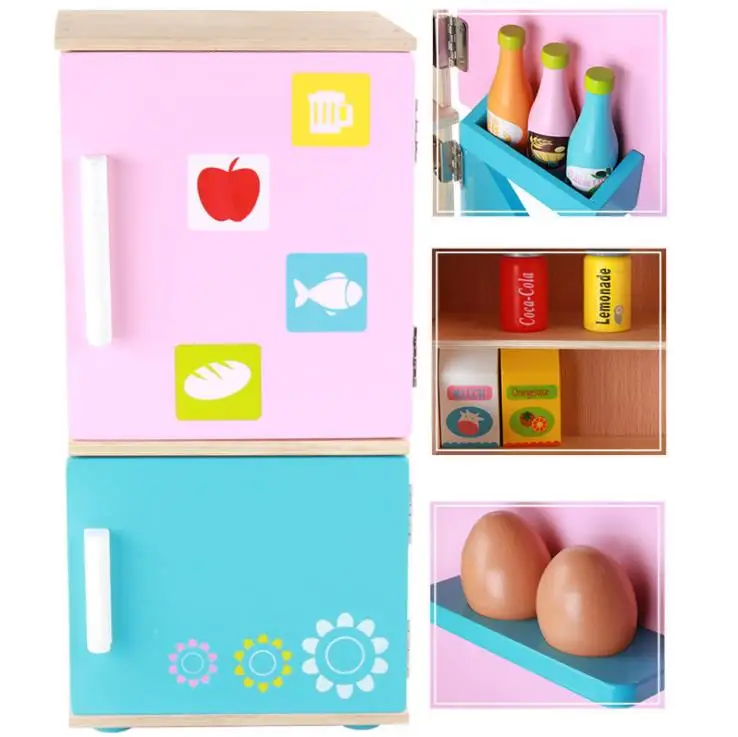 Детская кухня из дерева, деревянные игрушки кухня для детей, кухня Притворись Play, поддельные продукты питания Реквизит, игровая кухня холодильник игрушки