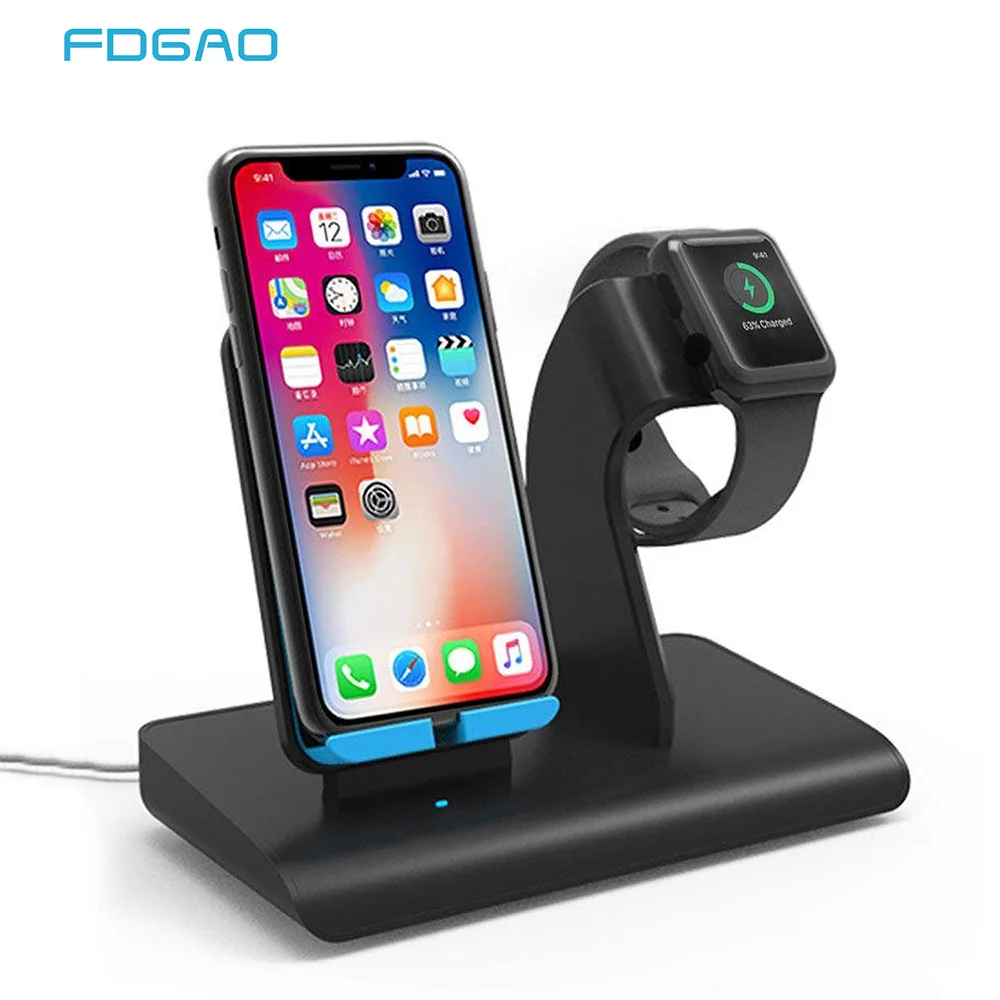 FDGAO для Apple Watch Stand 2 в 1 Qi Беспроводное зарядное устройство для iPhone XS Max XR X 8 10 Вт Быстрая зарядка для samsung S9 S8 Note 9 8