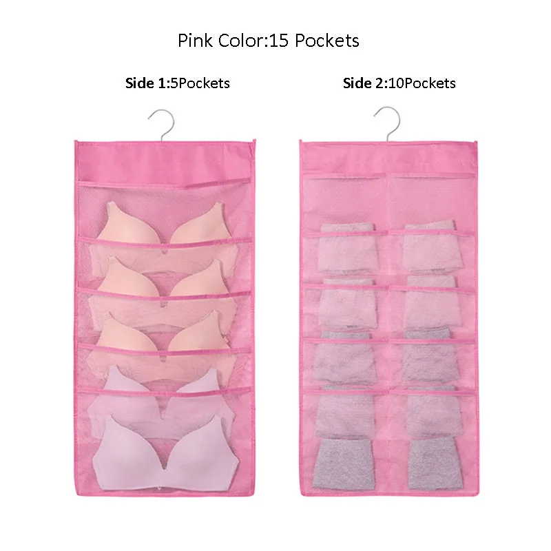 Для организации домашнего хранения мешок висит Костюмы шкаф карман для хранения мешок сетки 30/24/18 бра с сеткой для сортировки нижнего белья сумки - Цвет: Pink 15 Pockets