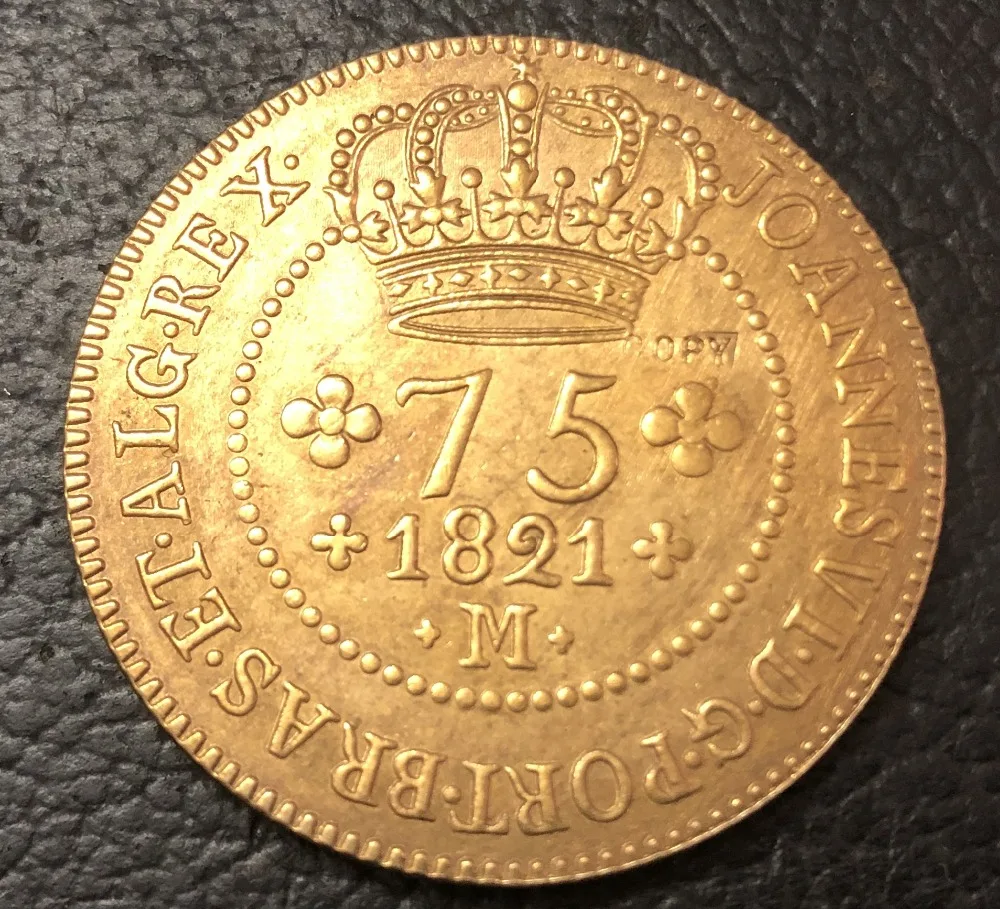 1821 M Бразилия 75 рейс йоао Ви Минас жераса медная КОПИЯ монета|Безвалютные монеты| |