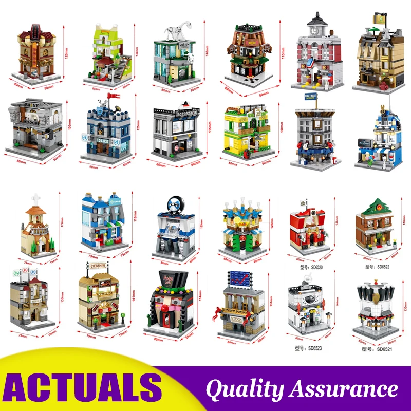 

Led Light Street View Building Blocks Compatible Lego Sembo City Shop Bank Express Cafe Museum Model Bricks Kids Educational Toy