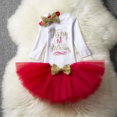 Повязка для фотосессий для маленьких девочек+ юбка-пачка, подарок на день рождения, костюм для маленьких девочек костюм с длинными рукавами для первого дня рождения - Цвет: red