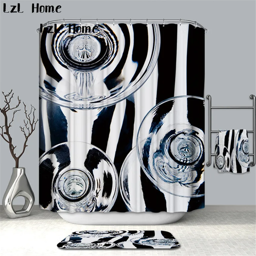 

LzL Home Creative 3D Art Pattern Finished Shower Curtain High Quality Polyester Fabric Bathroom Curtain Waterproof Mildewproof