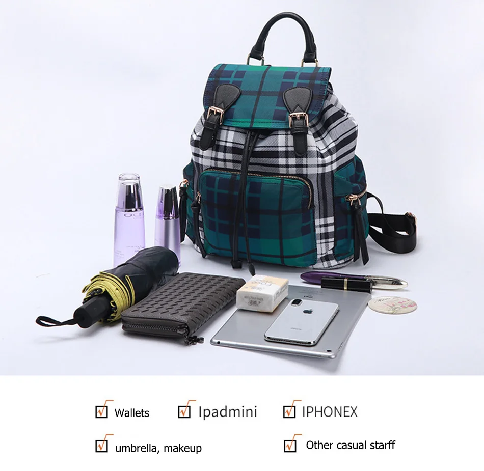 2018 small women Canvas Packpack Chassic Panelled Plaid School Bag for Teenager Girls Variety Shoulder Purse Bagpack Rucksack (7)