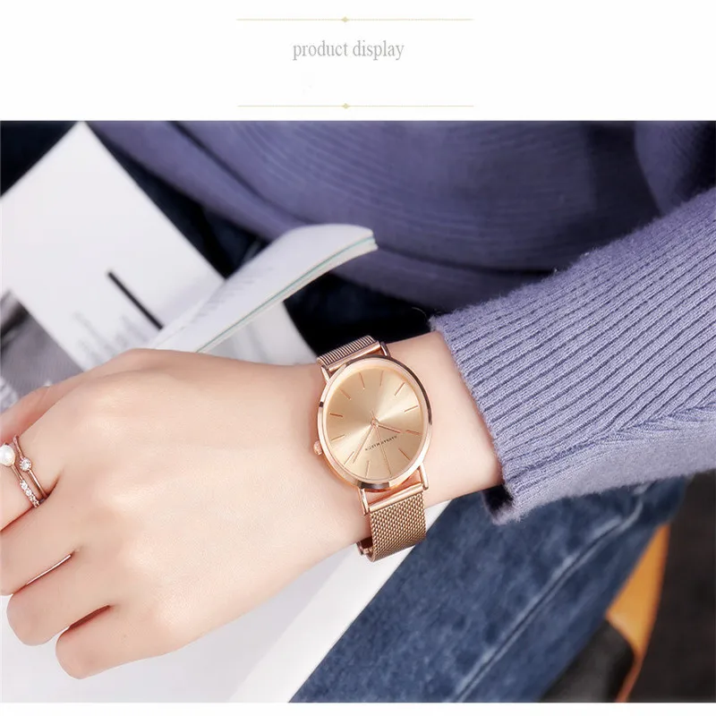 

New Design Women Watches Fashion Round Dial Stainless Steel Mesh Belt Quartz Ladies WristWatch Gifts Clock Relogios Feminino #B