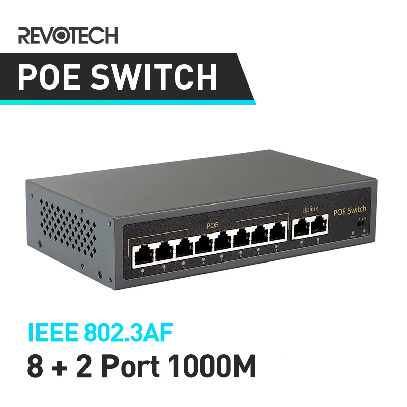 Коммутатор POE с 8 портами 10/100 м + 2 10/100/1000 IEEE802.3af 120 Вт 48 В выключатель питания через Ethernet для системы IP камер