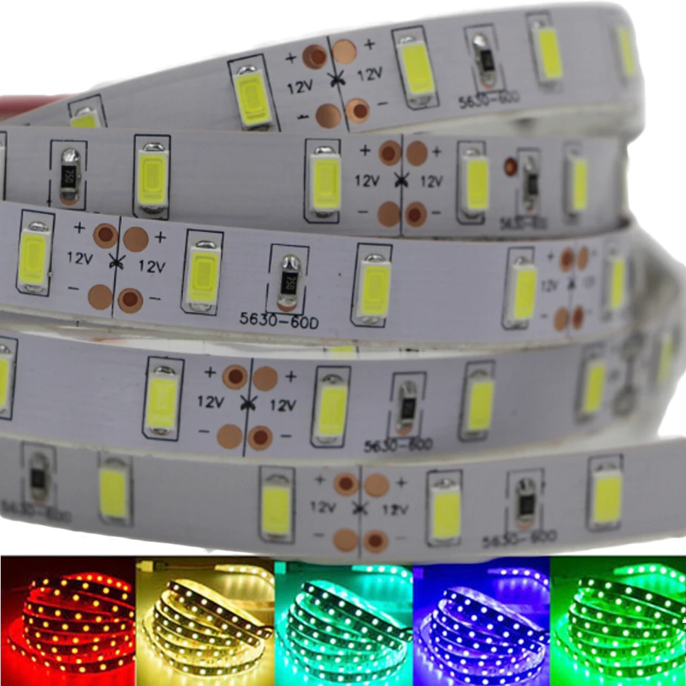 

1/2/3/4/5M High Quality LED Strip Light 5630SMD Super Bright DC12V Stripe String LED Tape Non-waterproof Indoor Home Decoration