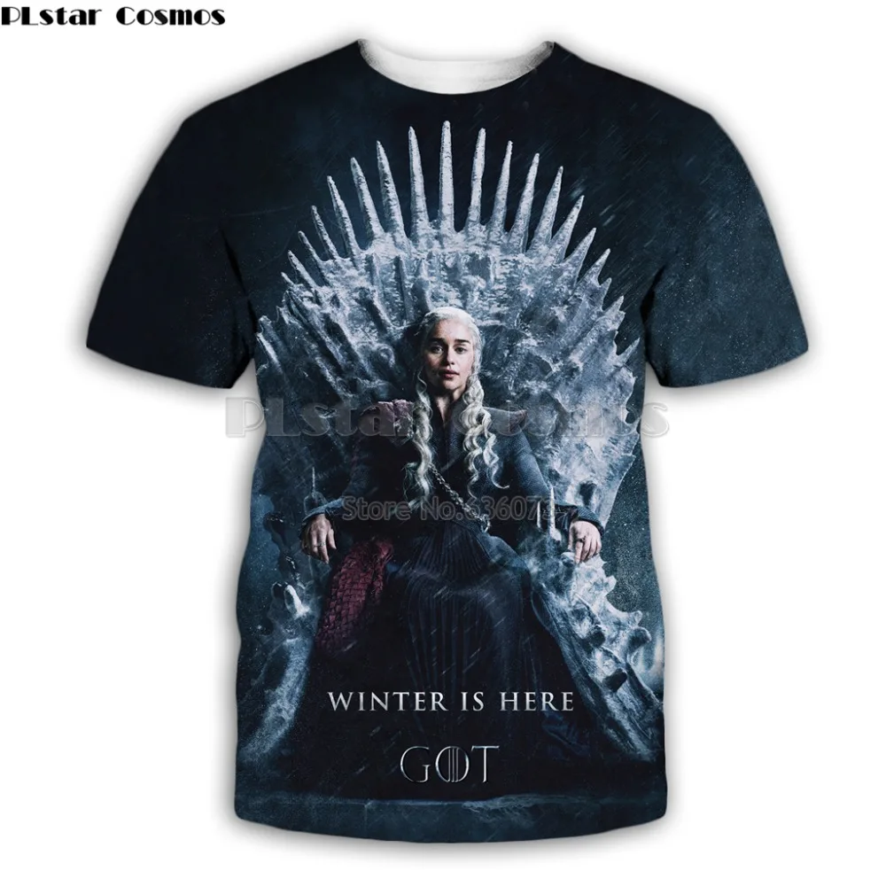 

PLstar Cosmos 2019 summer Men t-shirt Game of Thrones Daenerys Targaryen 3d Print Unisex T-shirt Harajuku streetwear tshirt K71