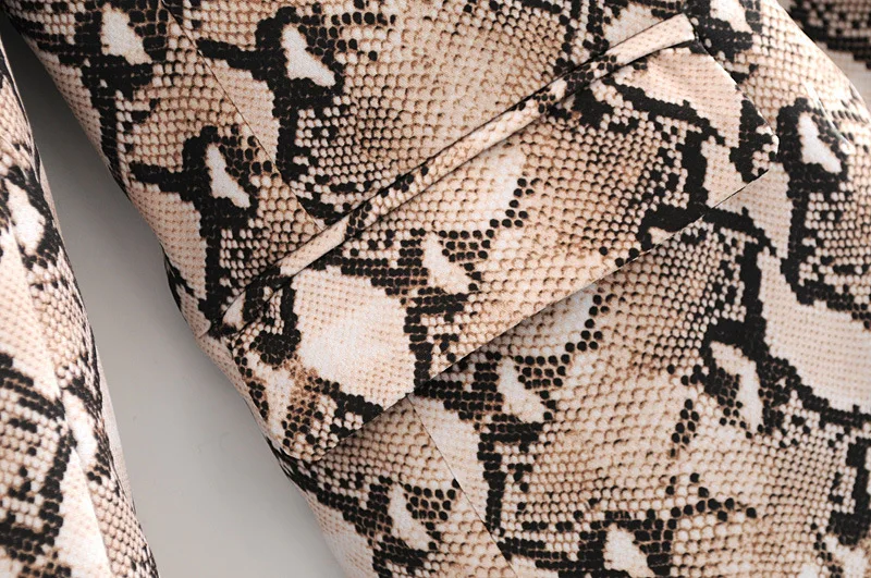 Spring Autumn Small Suit with Tailored Collar Long Sleeve Medium and Long Serpentine Suit Single Button Print Women's Blazers Spring Autumn Small Suit with Tailored Collar Long Sleeve Medium and Long Serpentine Suit Single Button Print Women's Blazers