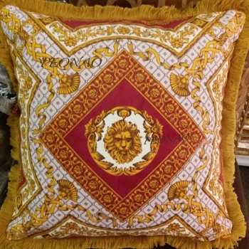 

Square Cushion Covers with Tassels 50cm Animal Lion King Cushions Case Only Sofa Home Living Room Decorative Pillowcases
