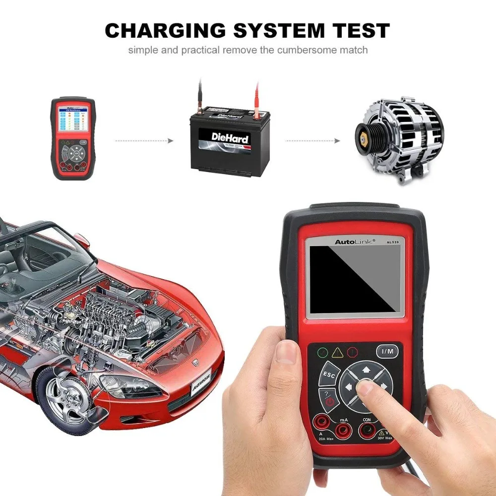 Autel автолинк AL539 OBD2 сканер автомобильный тест er код читателя автомобиля диагностический инструмент для электрических батарей тест PK Al539B