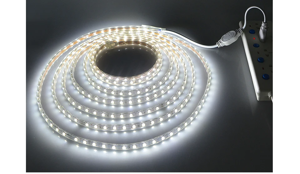 Светодиодные ленты света переменного тока в 220V Водонепроницаемый гибкий светодиодный полосы 8 м 9, 10 м, 15 м, 20 м 25 м Гостиная Кухня Крытый домашнего освещения Фикс