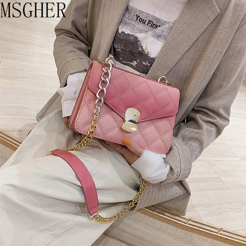 

MSGHER Change Color Women's Shoulder Bag Vintage Design PU Leather Chain Bags Casual Crossbody Bag For Women Handbag WB1628