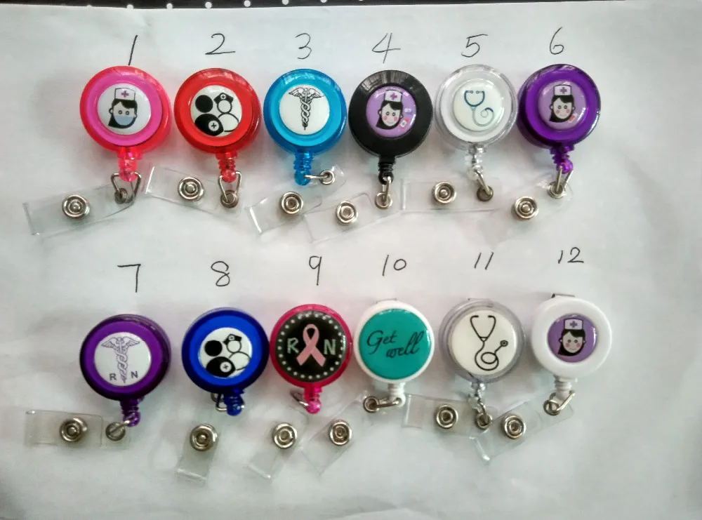 

Sorted Retractable Nurses ID Card Badge Holder Reels metal clip 12pcs/lot