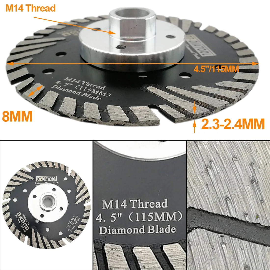 DT-DIATOOL 5pcs/pk 115mm/4.5inch Hot Pressed Diamond Turbo Blade Cutting Wheel For Stone & Concrete material Concrete Saw Blades DT-DIATOOL 5pcs/pk 115mm/4.5inch Hot Pressed Diamond Turbo Blade Cutting Wheel For Stone & Concrete material Concrete Saw Blades