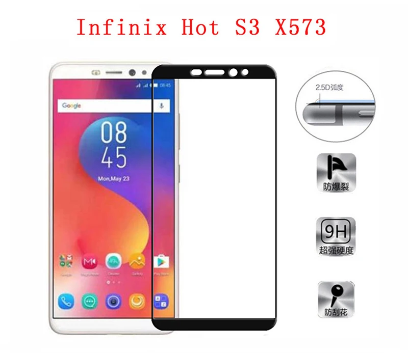 Закаленное стекло для Infinix Hot S3 полное покрытие защита экрана 9 H защитное Передняя