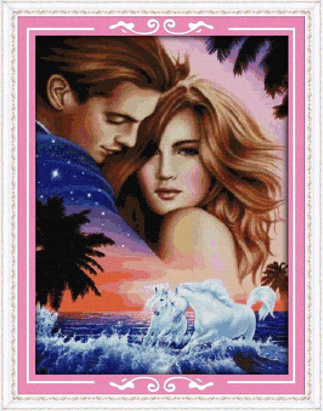 

Fantasy Couple Printed Canvas DMC Counted Chinese Cross Stitch Kits printed Cross-stitch set Embroidery Needlework