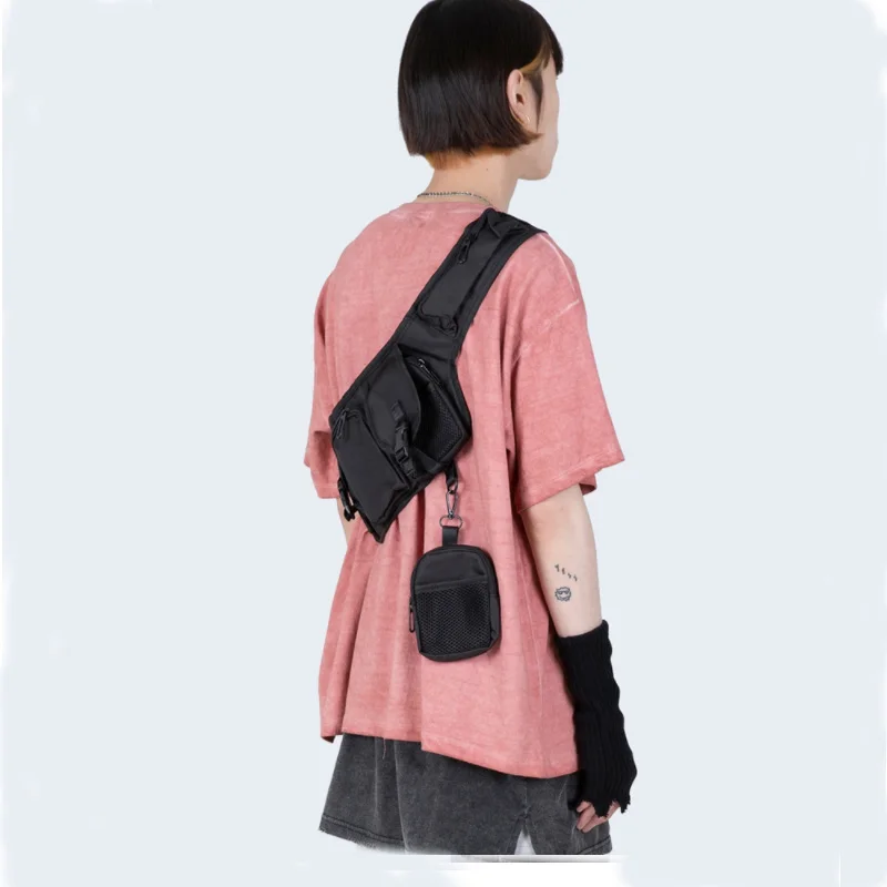 

Men Chest Bag Chest Ring Packs Canvas Tactical Bag Male Fanny Pack Hip Hop Street style Waist Pack 030279