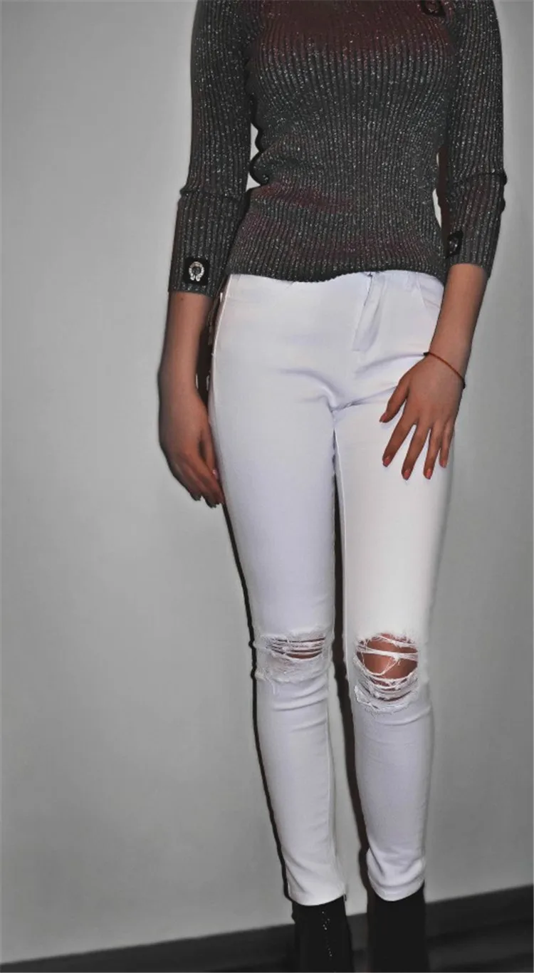 In 2017, the new style of popular street style is pure color, high waist and slim body, elastic jeans, knee holes, and hot sales of TP (17)