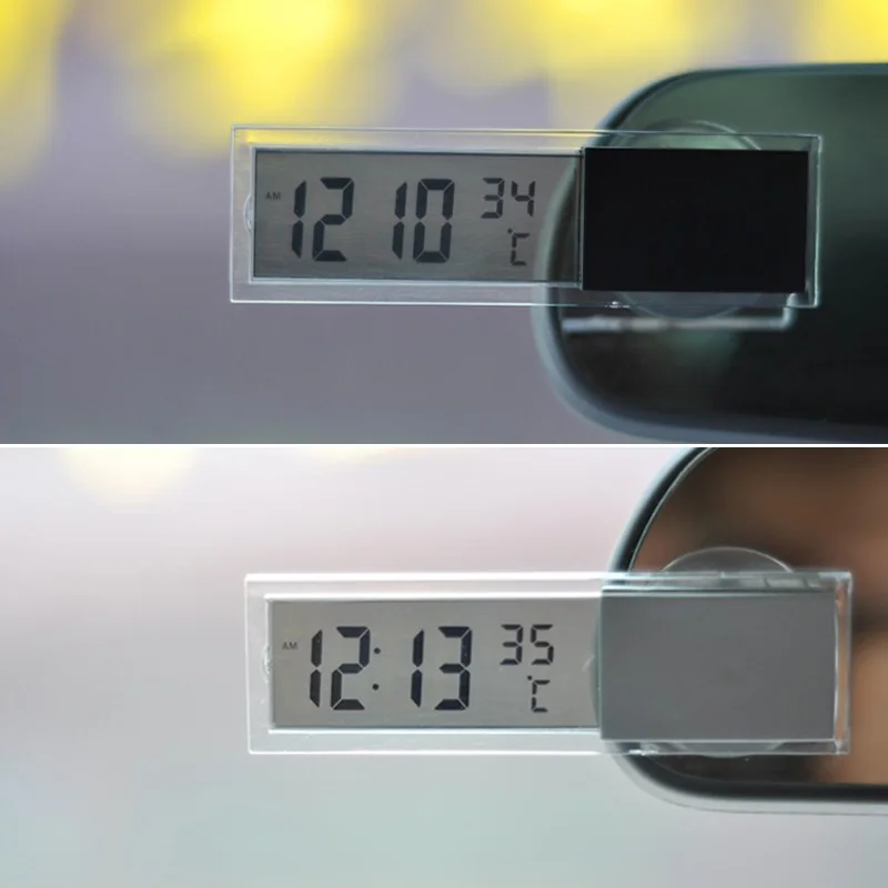 

1Pc Car Digital Clock Thermometer Transparent LCD Display Automobile Watches With Sucker Ornaments CSL2018