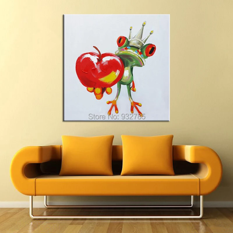 Modern-Canvas-Art-Cartoon-Animal-Funny-Frog-Holding-a-Cherry-Oil-Painting-Wall-Mural-for-Bedroom (1)