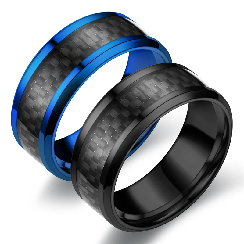 8mm carbon fiber ring for men's stainless steel ring black carbon fiber