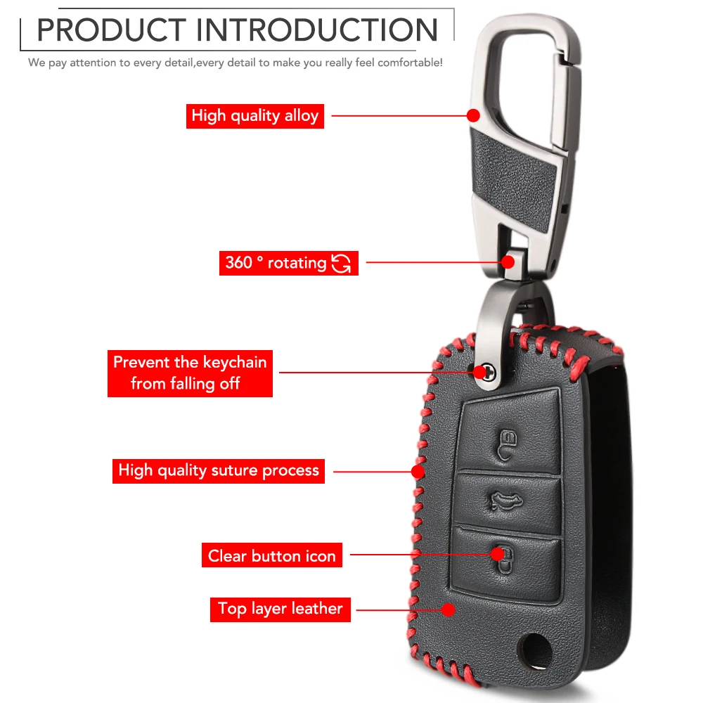 Чехол для ключей из натуральной кожи для VW Polo Golf 7 Tiguan для Skoda Octavia Kodiaq Karoq для сиденья Ateca Leon Ibiza