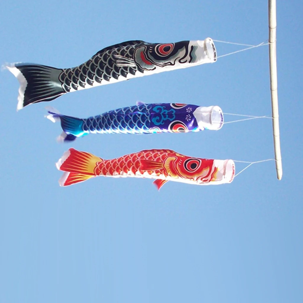 Red Japanese Windsock Carp Flag Koi Nobori Fish Wind Streamer Decor Blue 