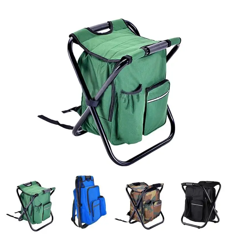 

Multi-functional Folding Camping Chair Stool Backpack with Cooler Insulated Picnic Bag Hiking Camouflage Seat Table Bag Camping