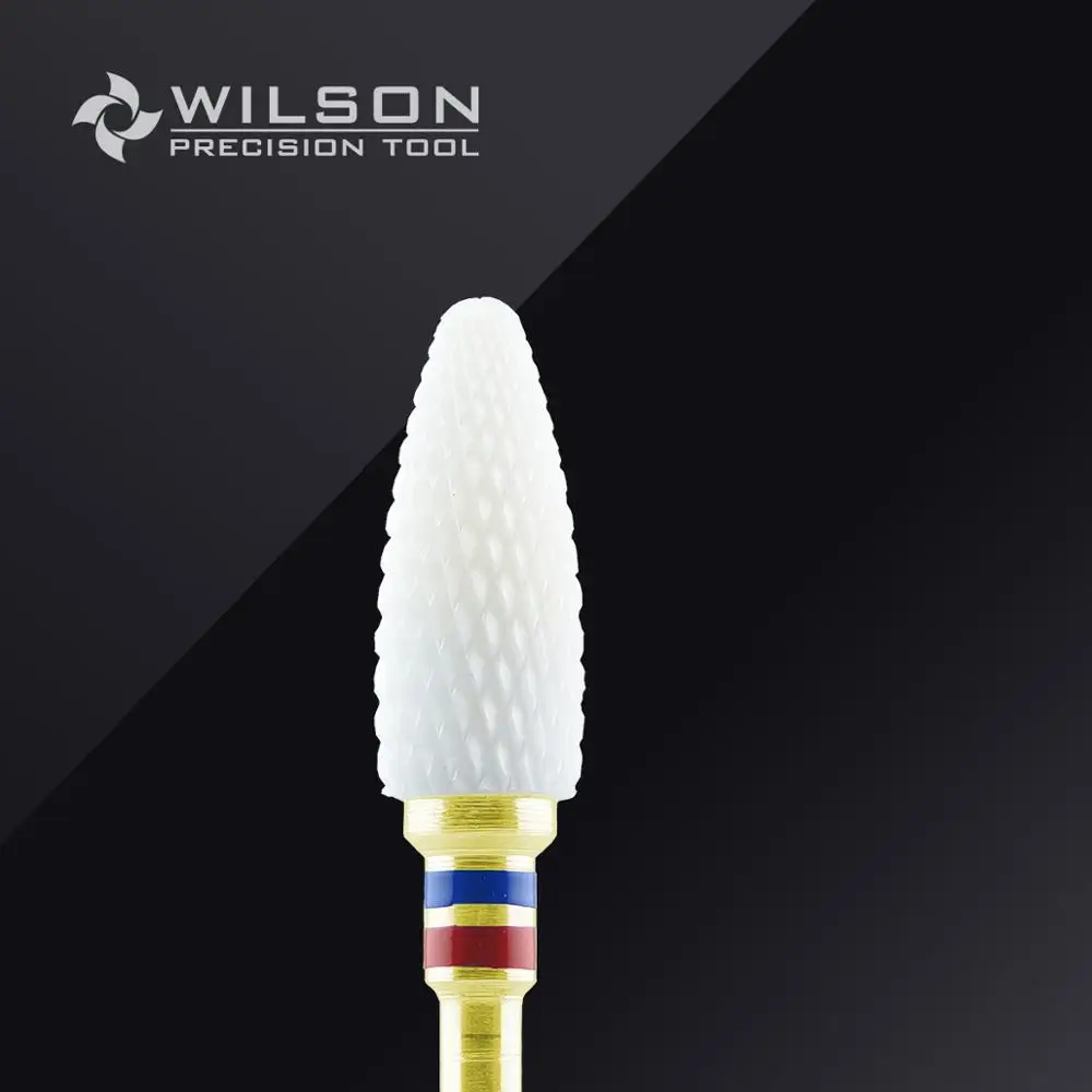 Левша используется-форма пули-тонкая-белая керамика(6405601)-WILSON керамический сверло для ногтей& циркония керамические стоматологические боры - Цвет: 6405601 - Fine