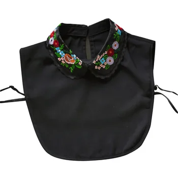 

New fashion wild saving shirt decorative blue stripes shirt Solid Shirt False Collar root yarn color flowers embroidered collar