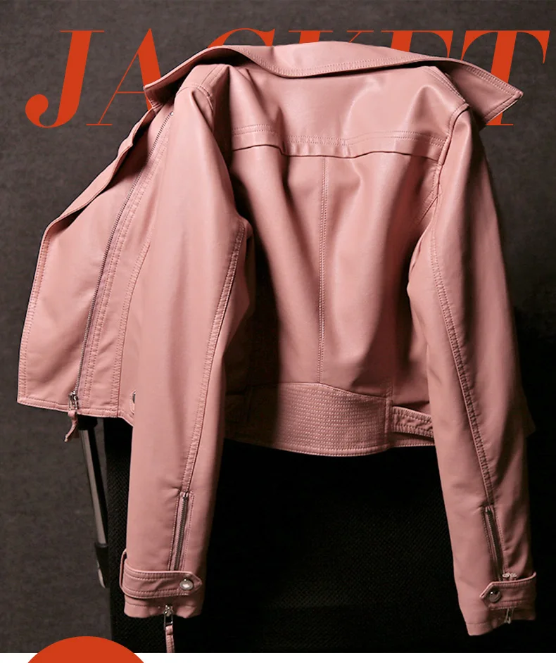 Новые модные женские весенние Куртки из искусственной кожи женские короткие мотоциклетные крутые куртки верхняя одежда черное пальто горячая Распродажа LX2644