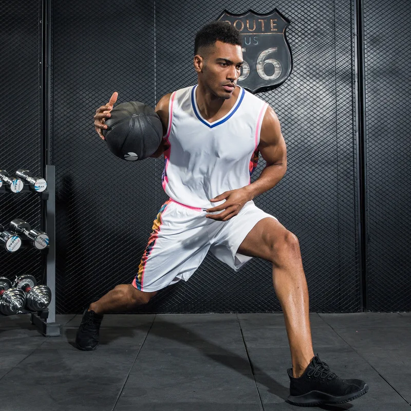 Customized 2018 New Breathable Youth and Men's Basketball Sports Training Sleeveless Shirts Shorts Uniform Set |