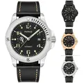 44mm Parnis Black Dial Luminous Marks Date Leather strap Stainless steel Case Luxury Brand Miyota Automatic Movement men's Watch|Mechanical Watches| | -