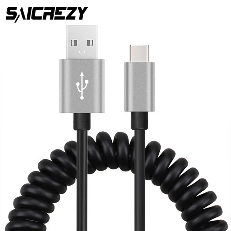 

USB Type-C Flexible Elastic Stretch Type C Charger Spring Spiral Charging Cable for Oneplus 6T 7 Xiaomi Mi 6 5c 5 5s LG G5 G6 G8