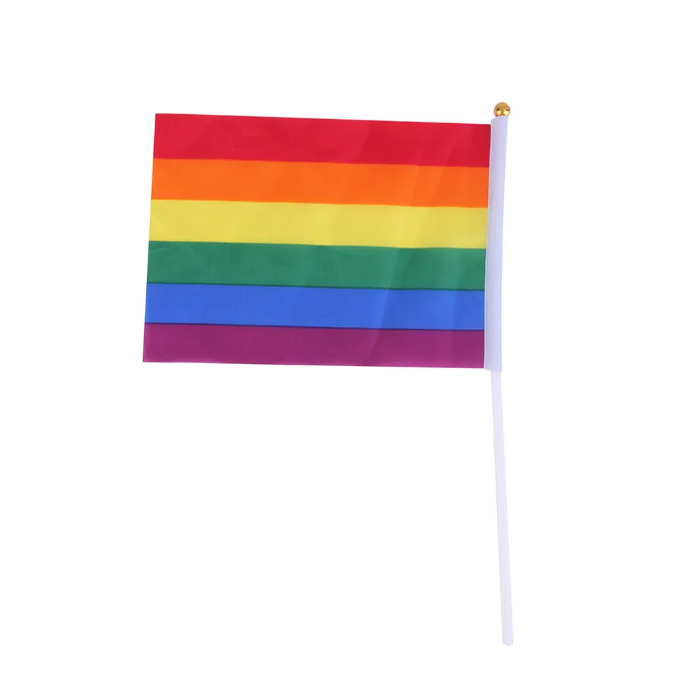 

YHYS ! 14 x 21cm Rainbow Flag Polyester for Lesbian Gay Bisexual Transgender