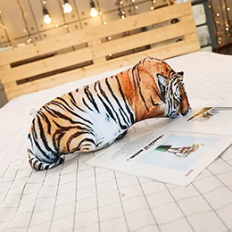 3D Плюшевые подушки в форме животных, реалистичные кошки, тигры, котенок, лежа, сидя, стоящая подушка для домашних животных, 50 см/70 см - Цвет: Lying tiger