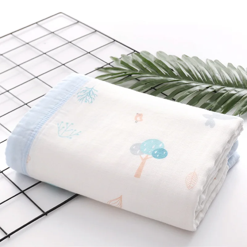 Детское одеяло, постельные принадлежности для новорожденных, муслиновое хлопковое Пеленальное Одеяло, 3 слоя, утолщенное газовое одеяло