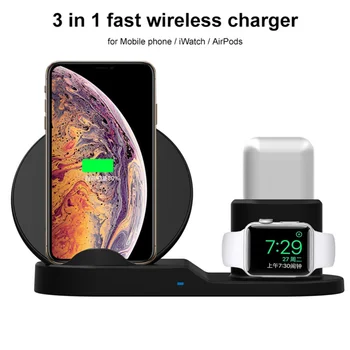 

3 in 1 Qi Fast Wireless Charger For iPhone Samsung Smartphone Fashion Charging Stand Intelligent Power Off
