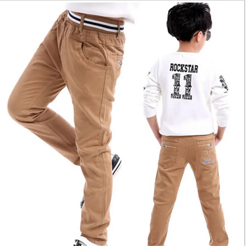 

2019 Four Seasons new children's fashion boys sports pants solid color embroidered cotton pants new boy Big virgin child brand